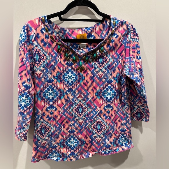 Colorful Geometric Women's Top - Picture 1 of 5